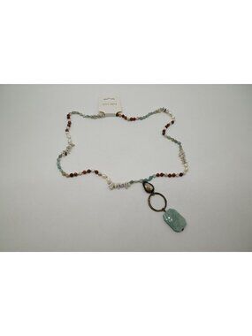 NWT Dylan Jewelry Penny Necklace Natural Stone Beaded Charm Pendant Coastal Boho